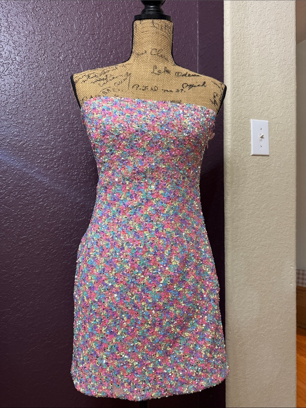 Endless Rose Strapless Multicolor Sequin Mini Dress
